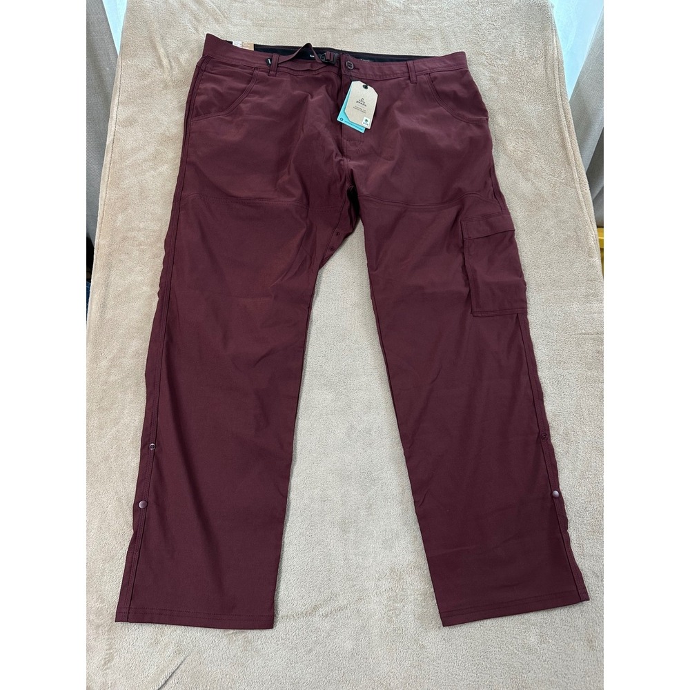 Prana Zion Slim Pant II Mens Size 42X30 Cacao Burgundy Hiking Stretch NEW $95